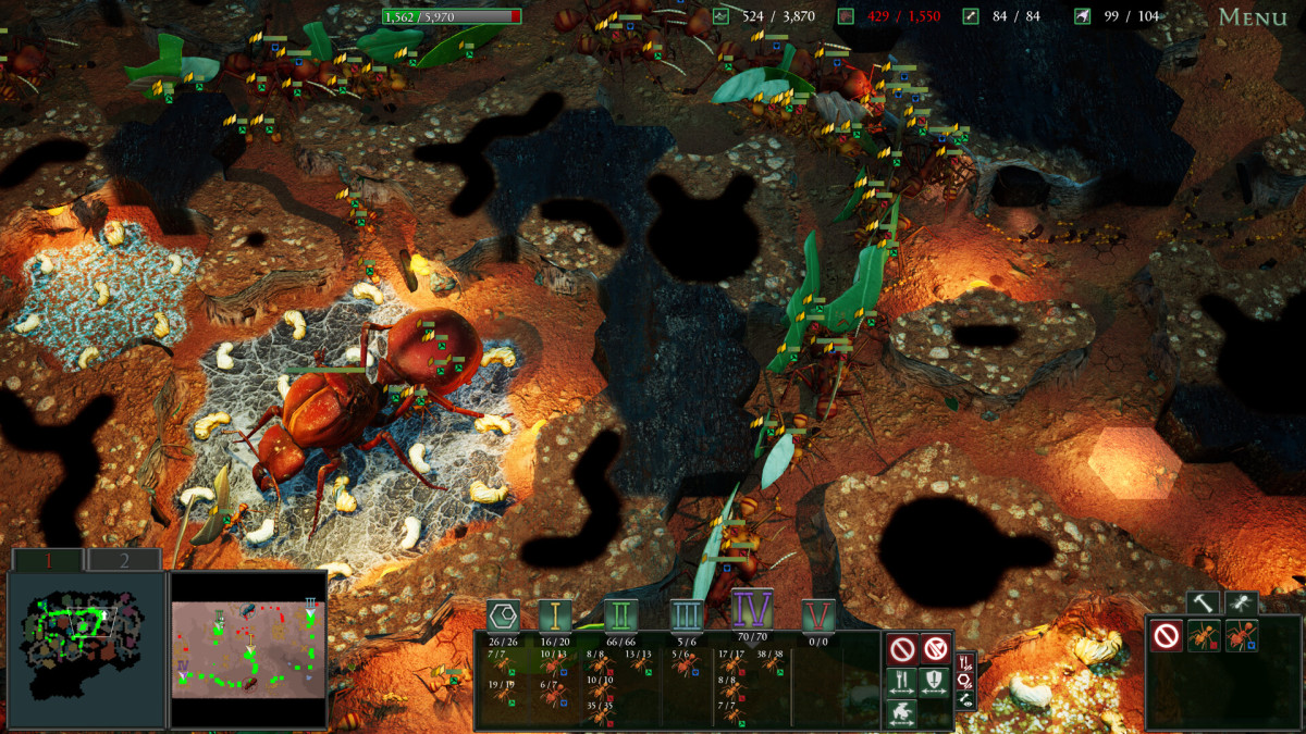 Empires of the Undergrowth screenshot of an ant hive.